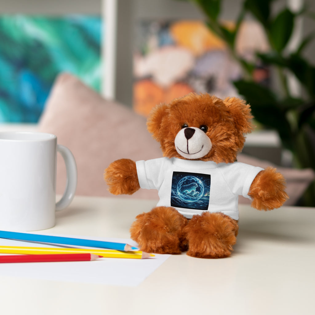 Plush Bear with Cosmic Ocean T‑Shirt — Cute Gift for Kids & Space Lovers