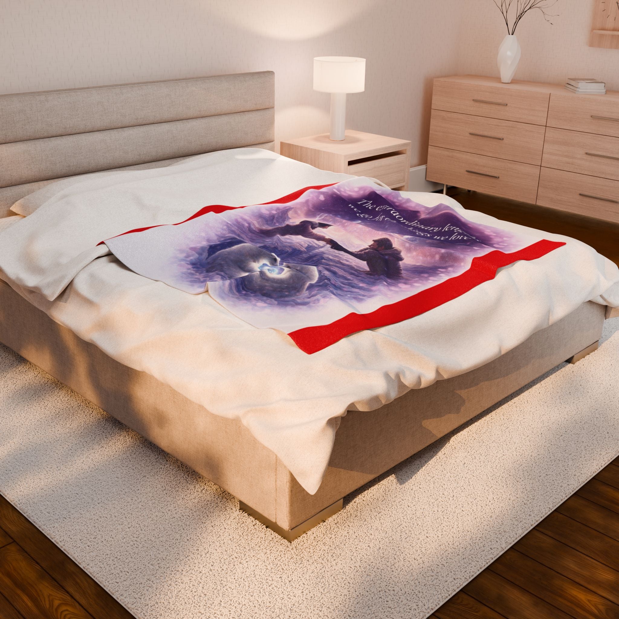 Velveteen Plush Blanket — "The extraordinary lengths we go for the things we love" Romantic Keepsake Throw