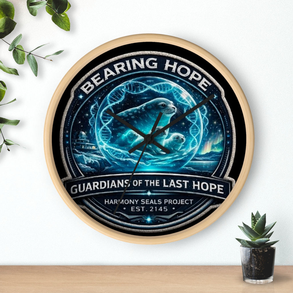 Bearing Hope Wall Clock — "Guardians of the Last Hope" Seal Conservation Design