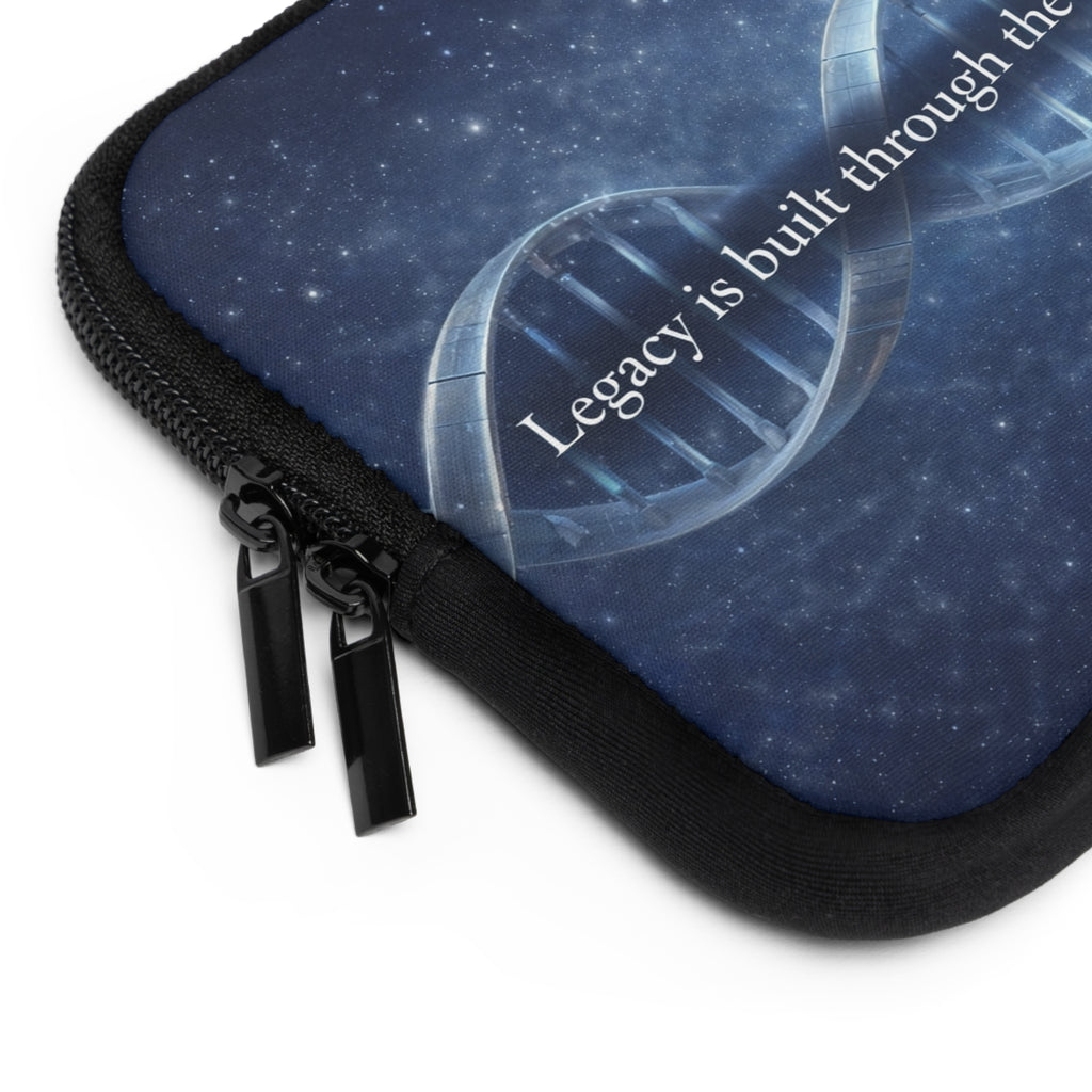 DNA Double Helix Laptop Sleeve — “Legacy is built through the lives we protect.” Inspirational Science Case