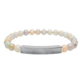 Engravable Natural Stone Bar Bracelet — Stretch Beaded Personalized Jewelry