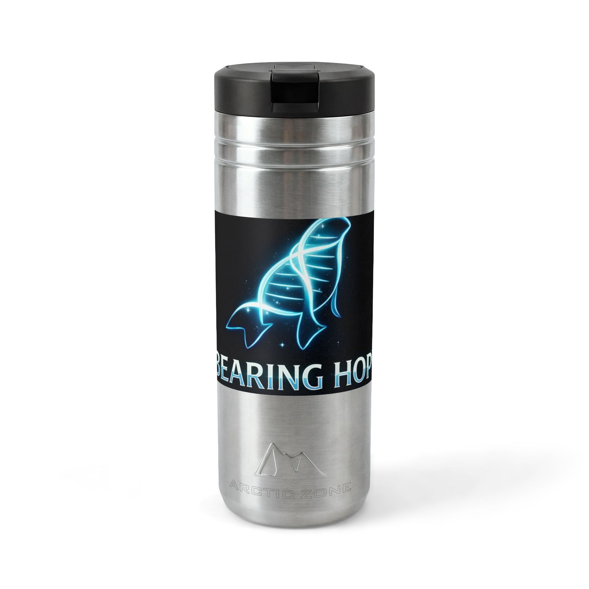 24oz Thermal Straw Tumbler — Neon Whale "Bearing Hope" Insulated Travel Mug