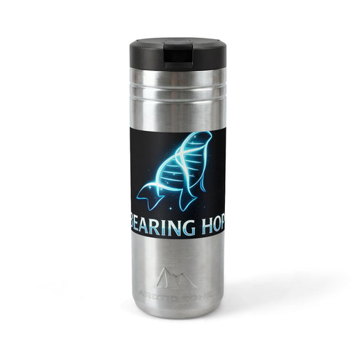 24oz Thermal Straw Tumbler — Neon Whale "Bearing Hope" Insulated Travel Mug
