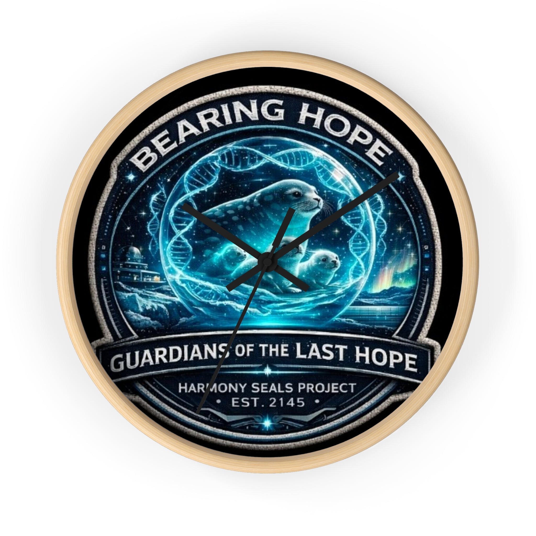Bearing Hope Wall Clock — "Guardians of the Last Hope" Seal Conservation Design