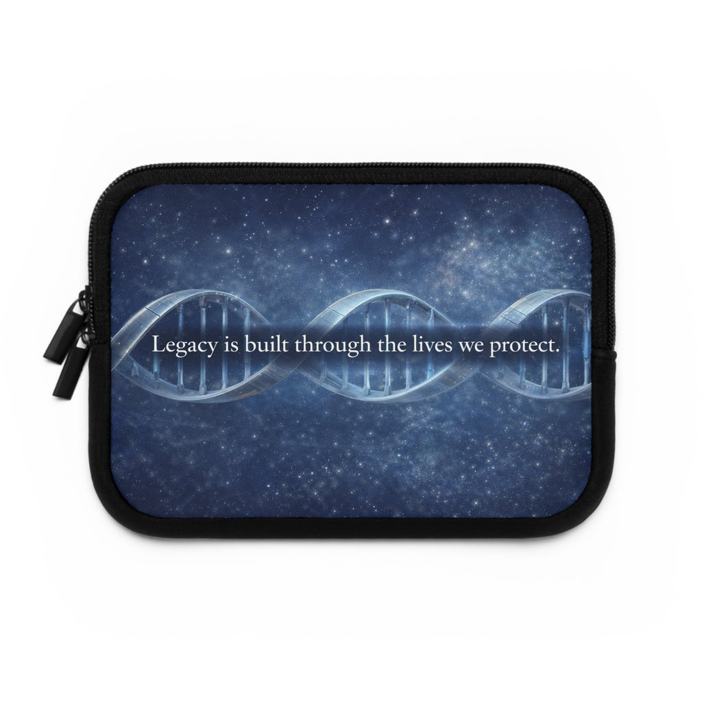 DNA Double Helix Laptop Sleeve — “Legacy is built through the lives we protect.” Inspirational Science Case