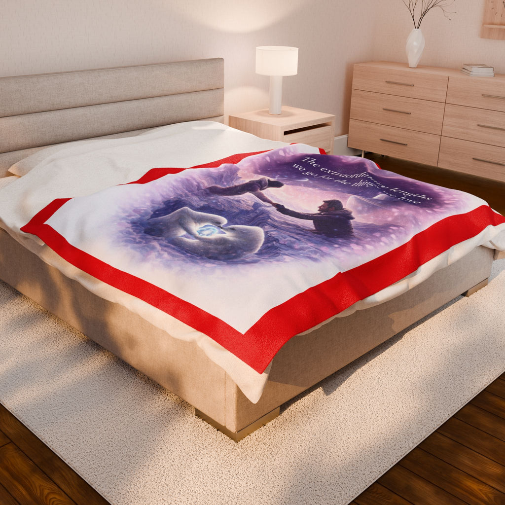 Velveteen Plush Blanket — "The extraordinary lengths we go for the things we love" Romantic Keepsake Throw