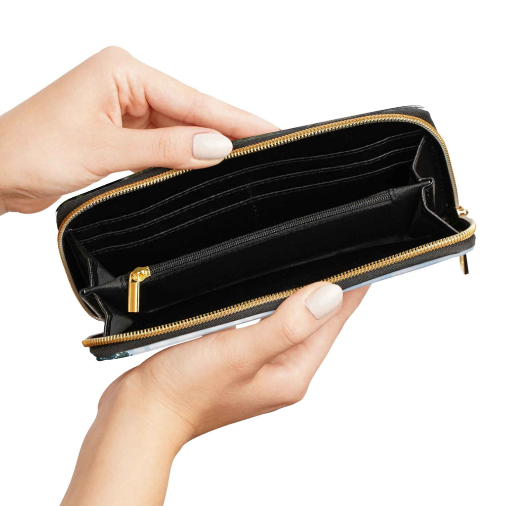 Zipper Wallet - Futuristic Eco Cityscape Print, Waterfall & Dome Landscape Travel Wallet