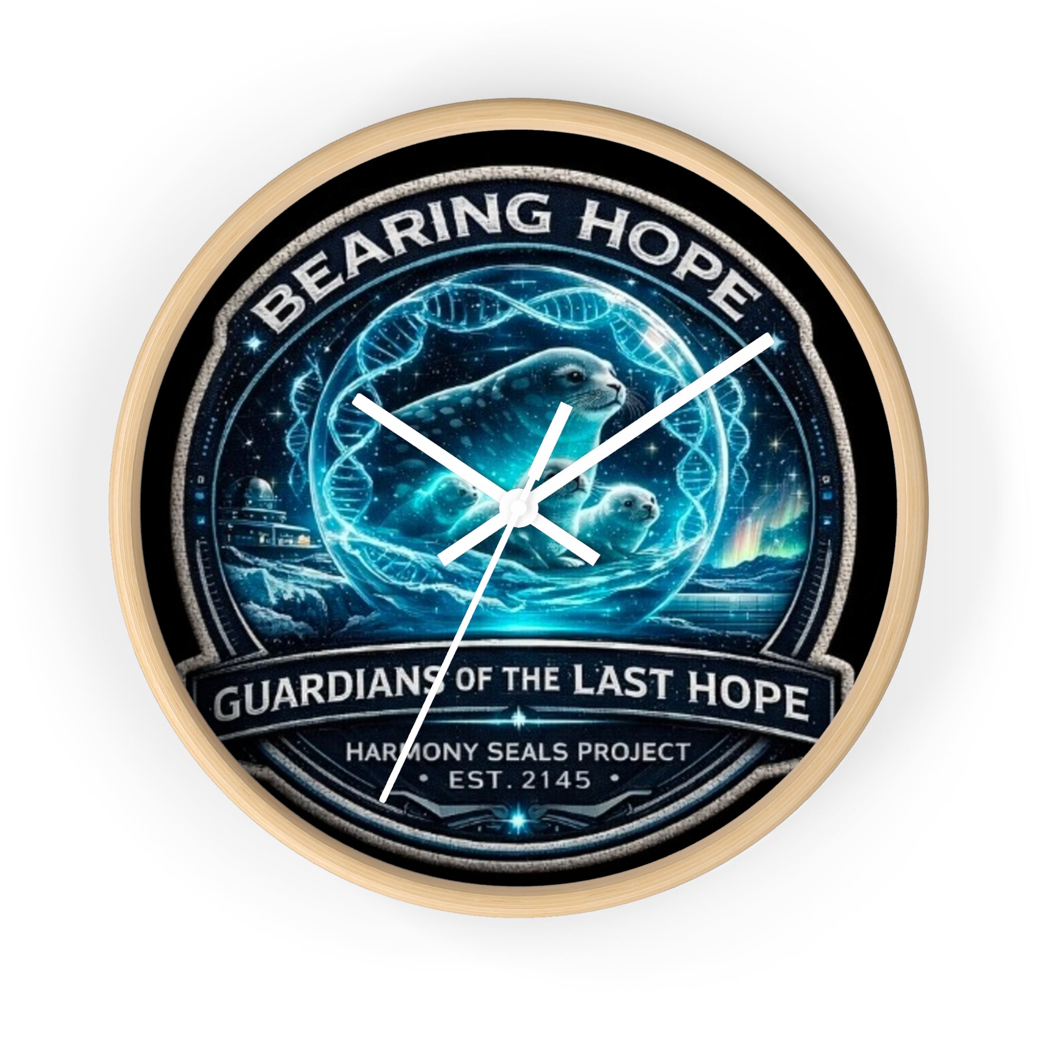 Bearing Hope Wall Clock — "Guardians of the Last Hope" Seal Conservation Design