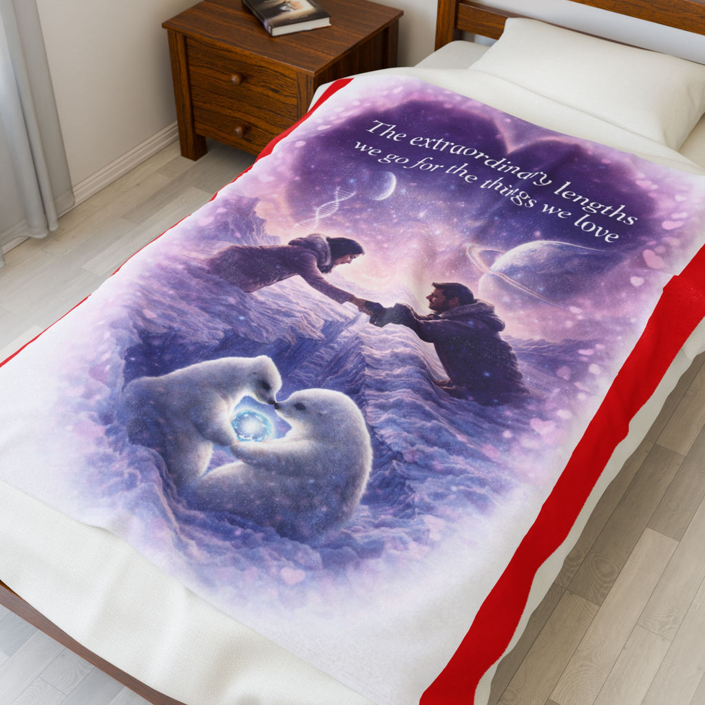 Velveteen Plush Blanket — "The extraordinary lengths we go for the things we love" Romantic Keepsake Throw