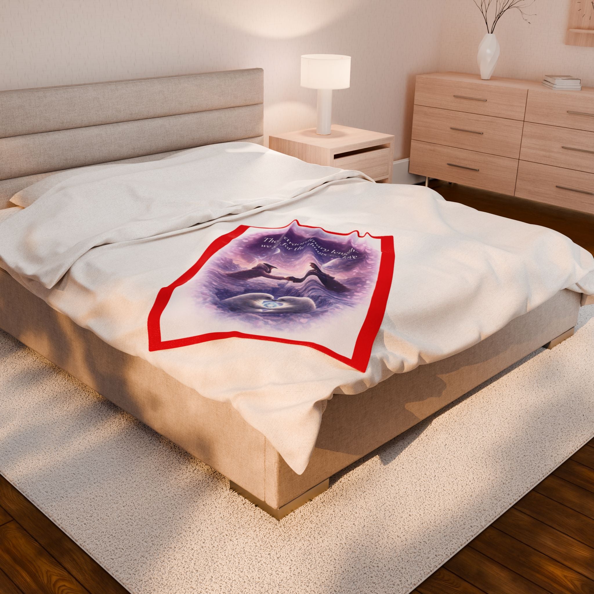 Velveteen Plush Blanket — "The extraordinary lengths we go for the things we love" Romantic Keepsake Throw