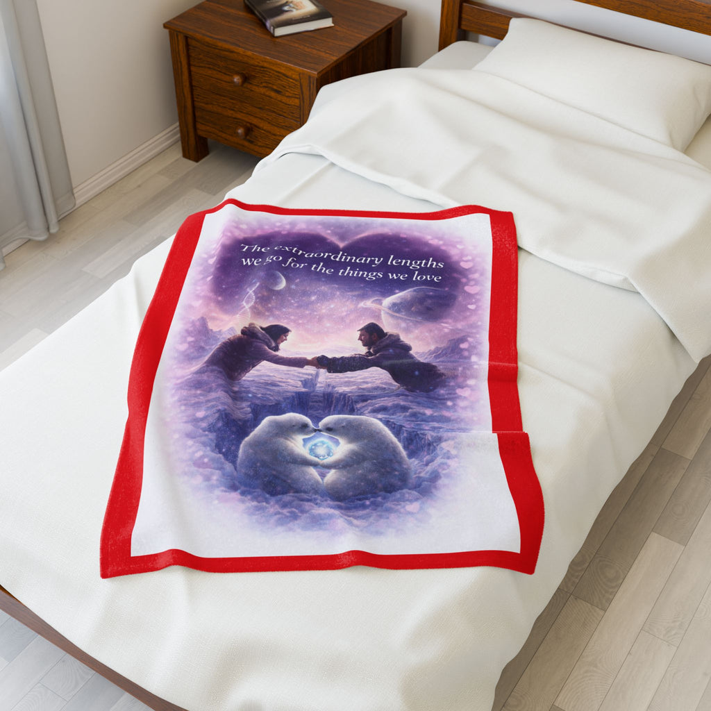 Velveteen Plush Blanket — "The extraordinary lengths we go for the things we love" Romantic Keepsake Throw