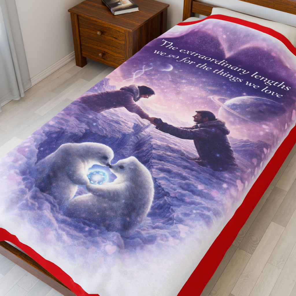 Velveteen Plush Blanket — "The extraordinary lengths we go for the things we love" Romantic Keepsake Throw