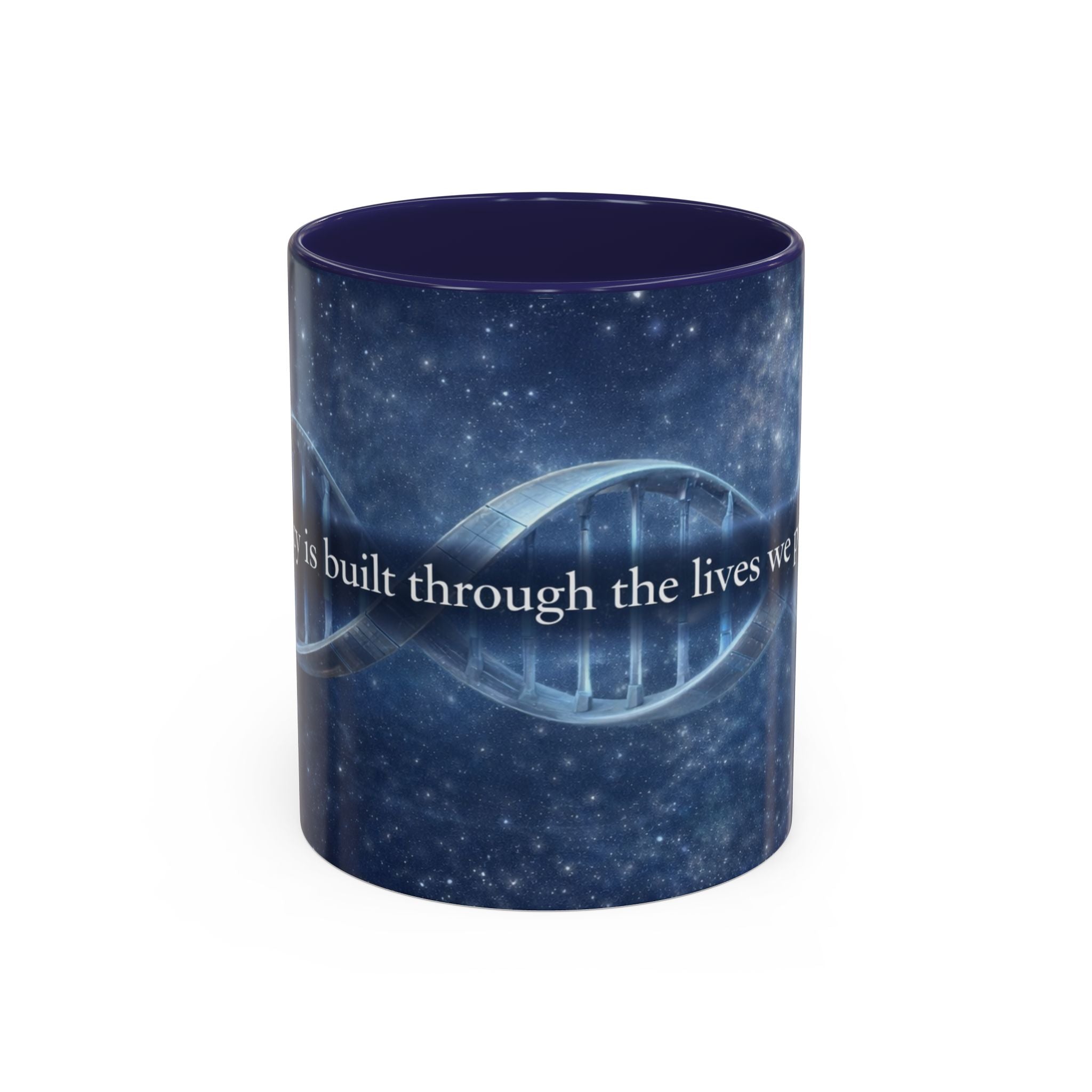 DNA Strand Coffee Mug — 'Built Through the Lives We Protect' Accent Mug