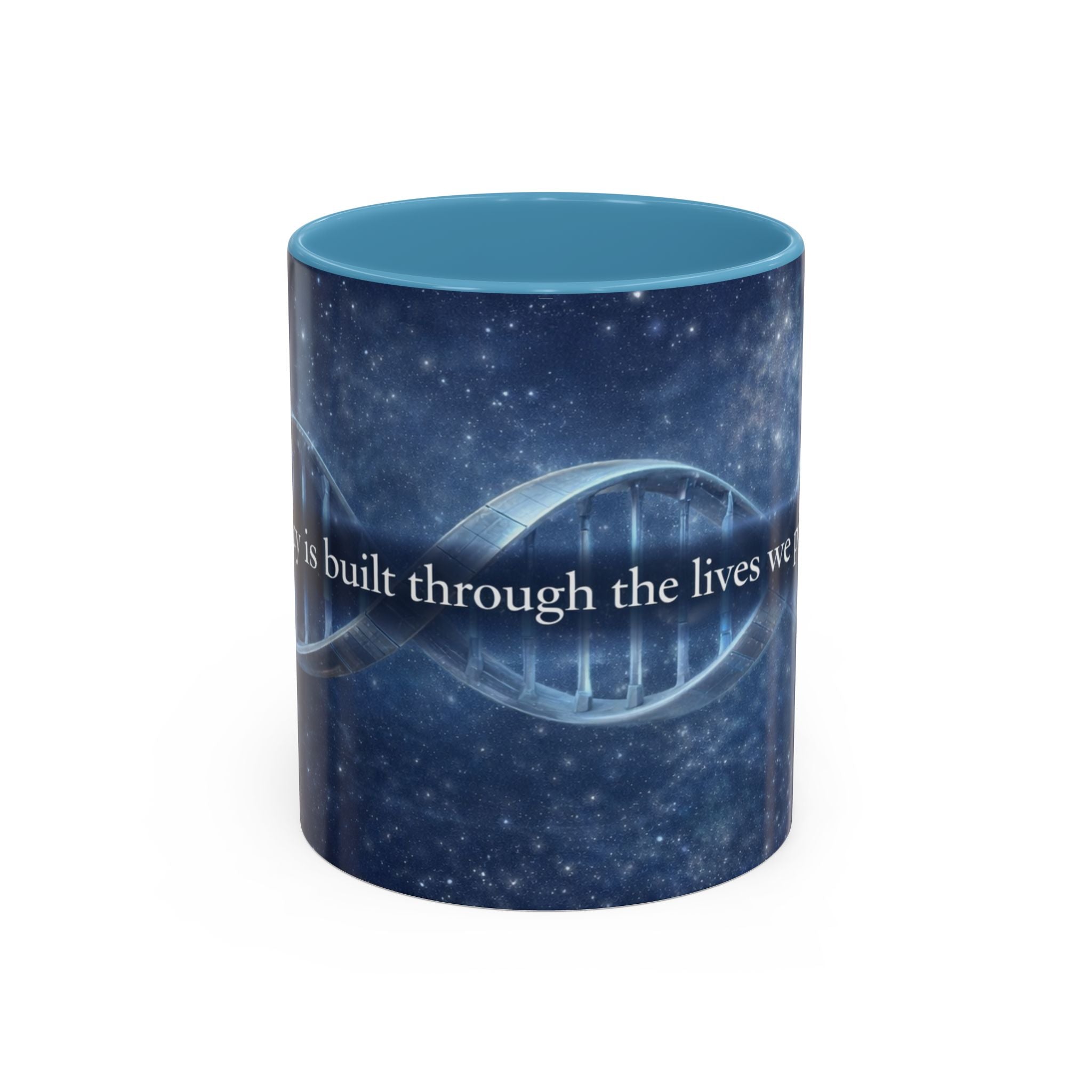DNA Strand Coffee Mug — 'Built Through the Lives We Protect' Accent Mug