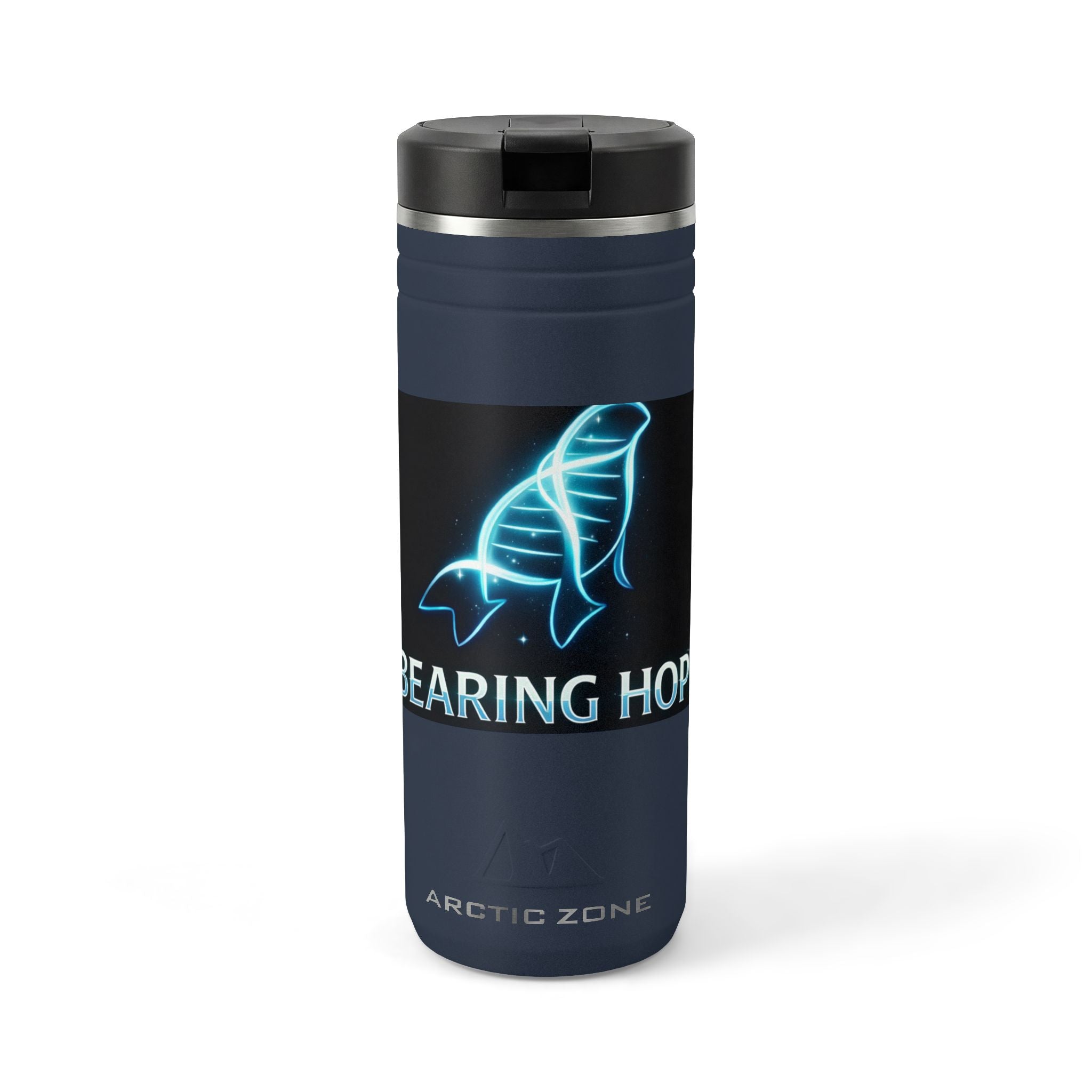 24oz Thermal Straw Tumbler — Neon Whale "Bearing Hope" Insulated Travel Mug