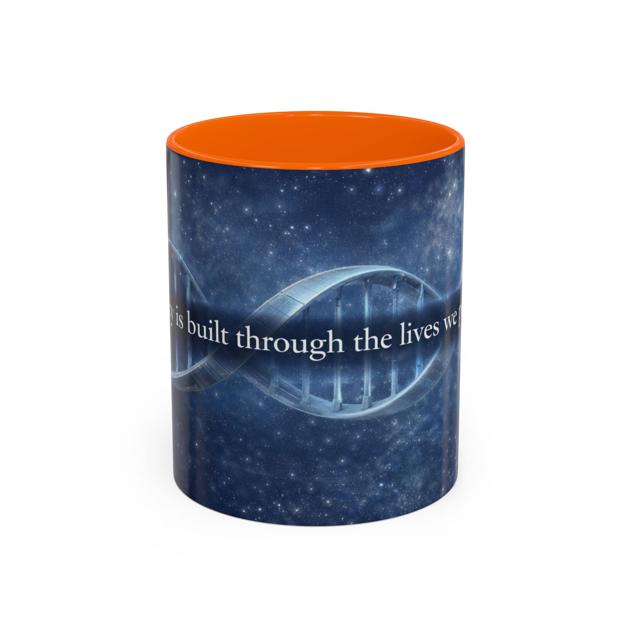 DNA Strand Coffee Mug — 'Built Through the Lives We Protect' Accent Mug
