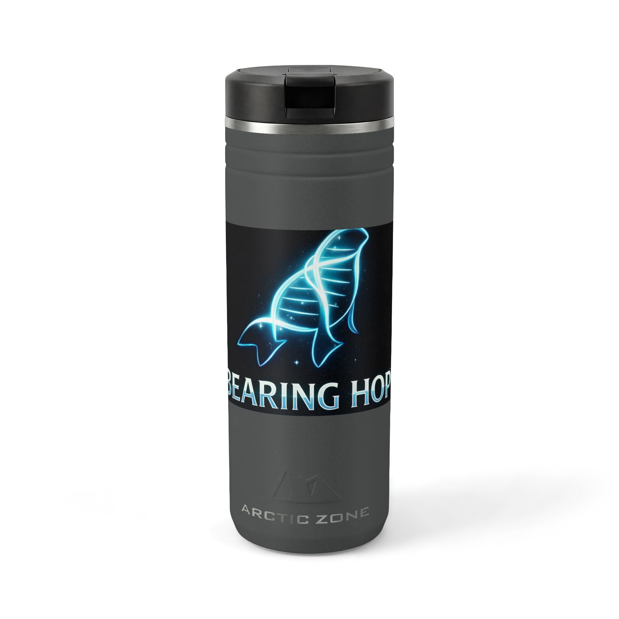 24oz Thermal Straw Tumbler — Neon Whale "Bearing Hope" Insulated Travel Mug