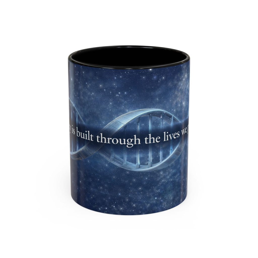 DNA Strand Coffee Mug — 'Built Through the Lives We Protect' Accent Mug