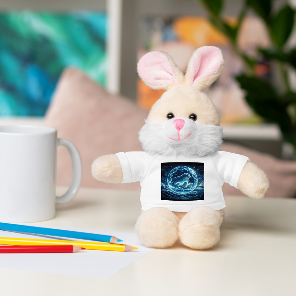 Plush Bear with Cosmic Ocean T‑Shirt — Cute Gift for Kids & Space Lovers