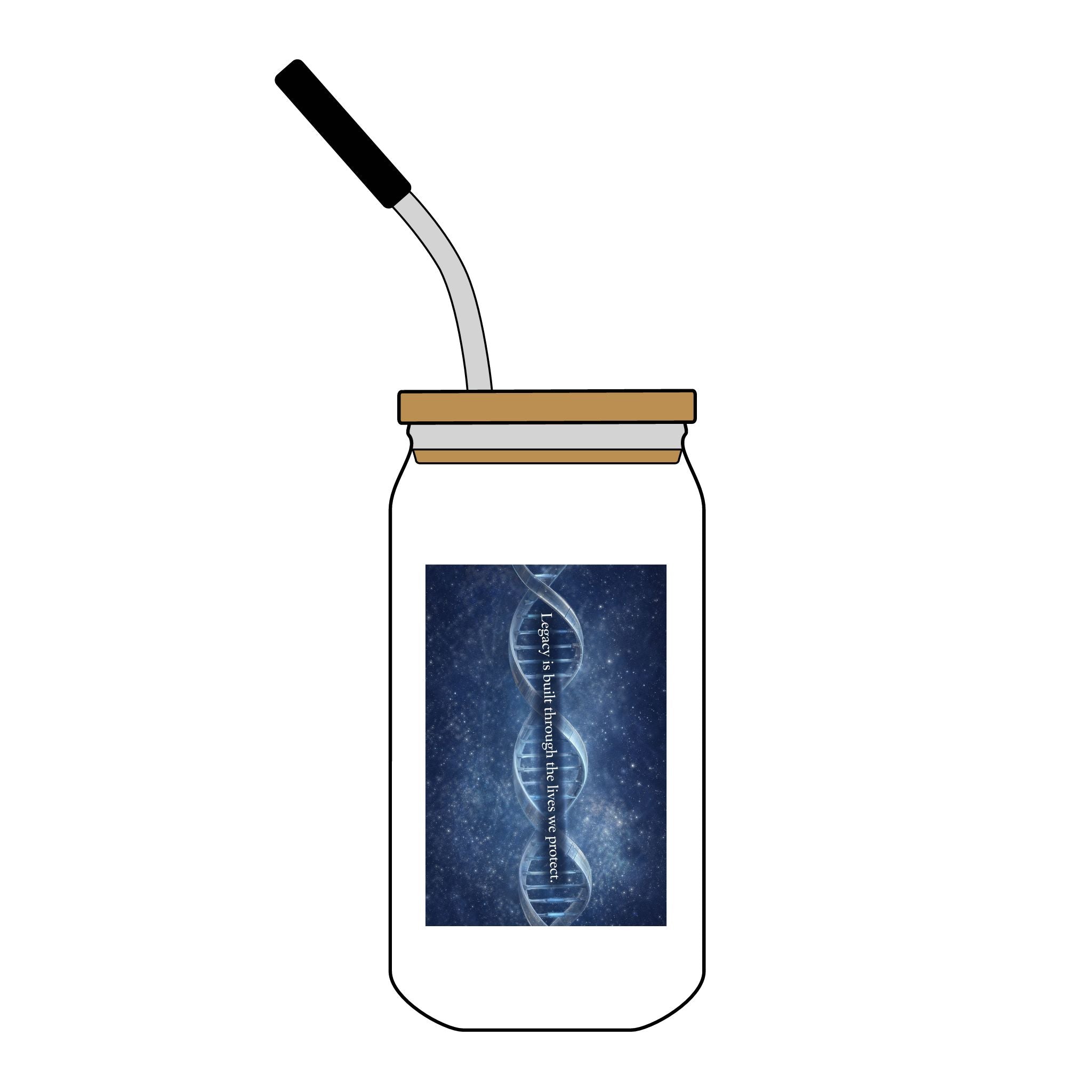 16oz Engraved DNA Spiral Can Glass with Lid & Straw — Science Lover Tumbler