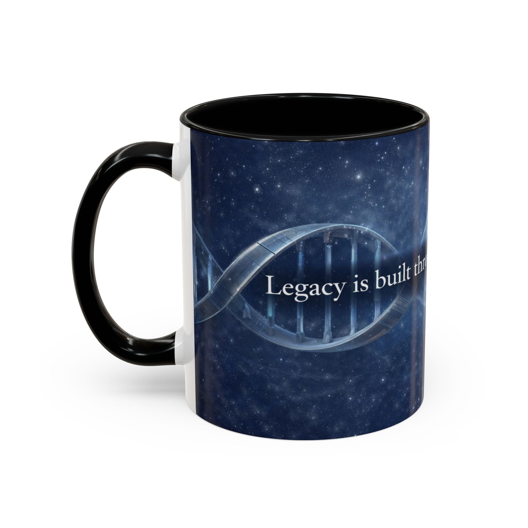 DNA Strand Coffee Mug — 'Built Through the Lives We Protect' Accent Mug