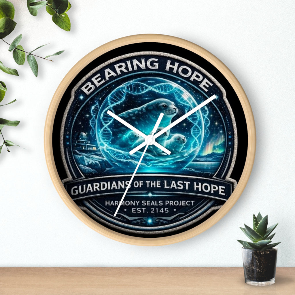Bearing Hope Wall Clock — "Guardians of the Last Hope" Seal Conservation Design