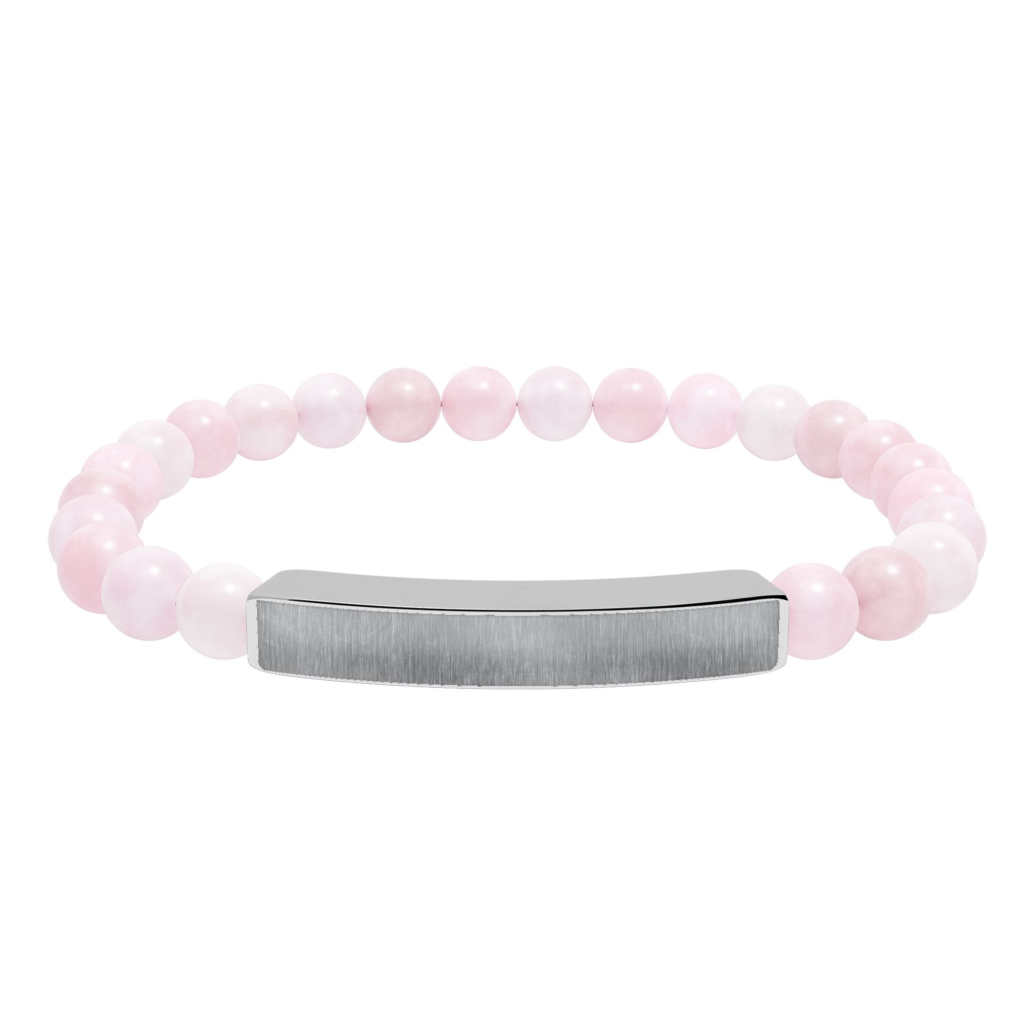 Engravable Natural Stone Bar Bracelet — Stretch Beaded Personalized Jewelry